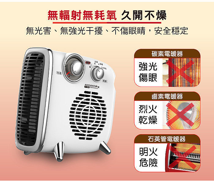 松井 電暖器 SG-109FH無輻射、無耗氧，久開不燥。