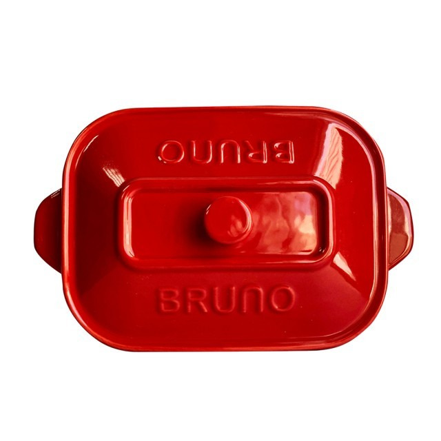 BRUNO 經典復刻陶瓷燒烤盤 紅 上空視角